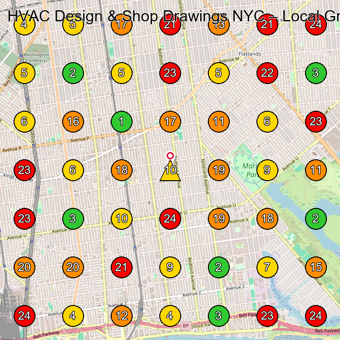 HVAC Design & Shop Drawings NYC Drafting Service GeoGrid ranking map for Brooklyn NY